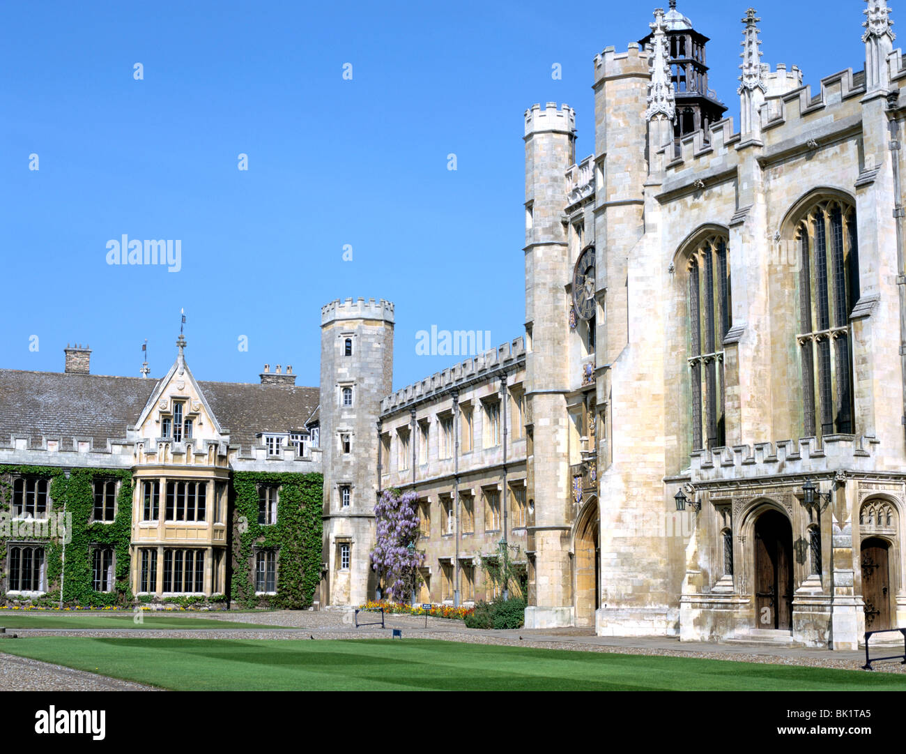 Inside the Great Court, Trinity College, Cambridge, Cambridgeshire Stock Photo