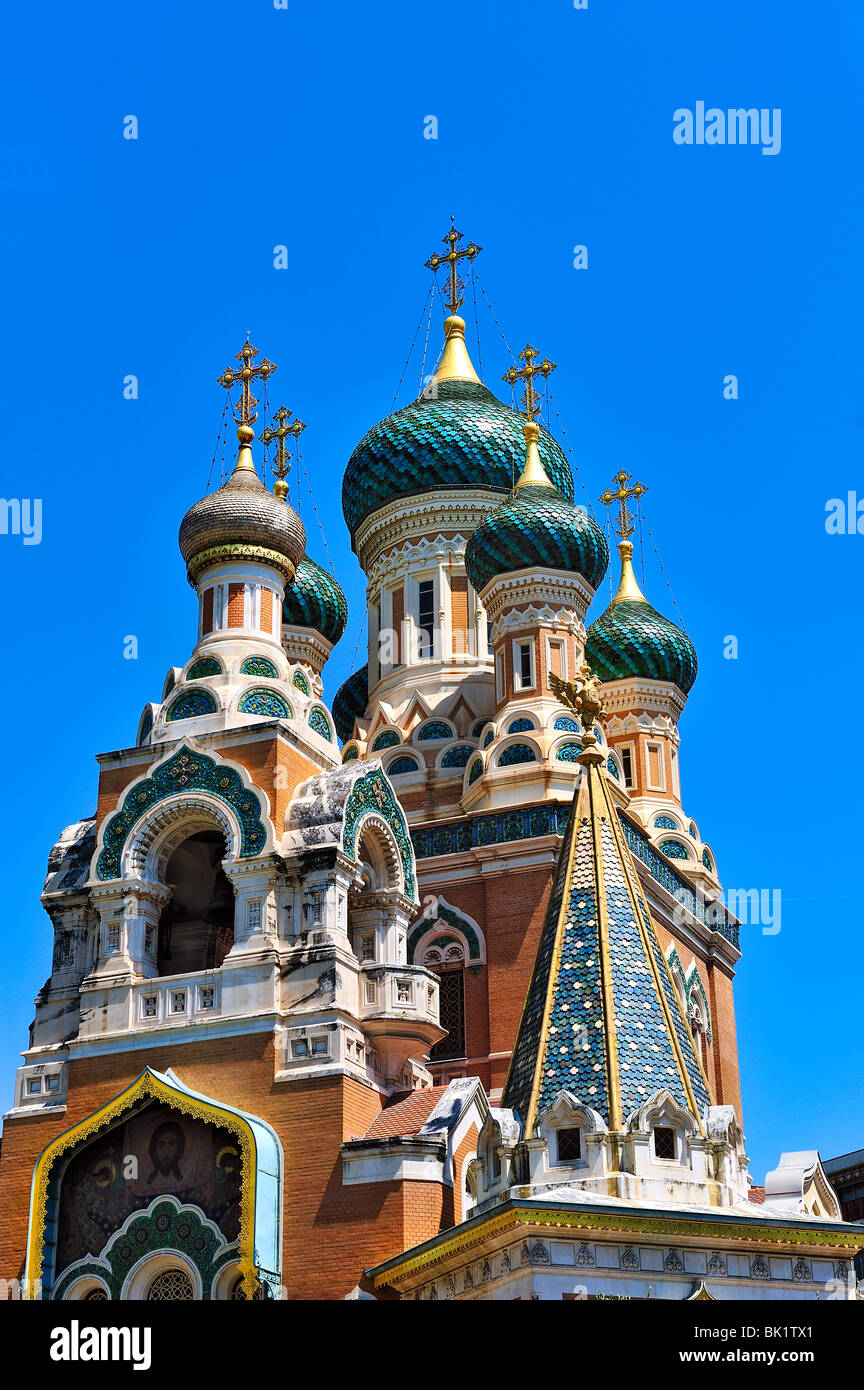 Saint Nicolas russian orthodox church, Nice, France. Stock Photo