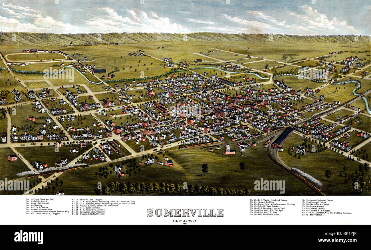 Map of Somerville, New Jersey 1882 Stock Photo Alamy