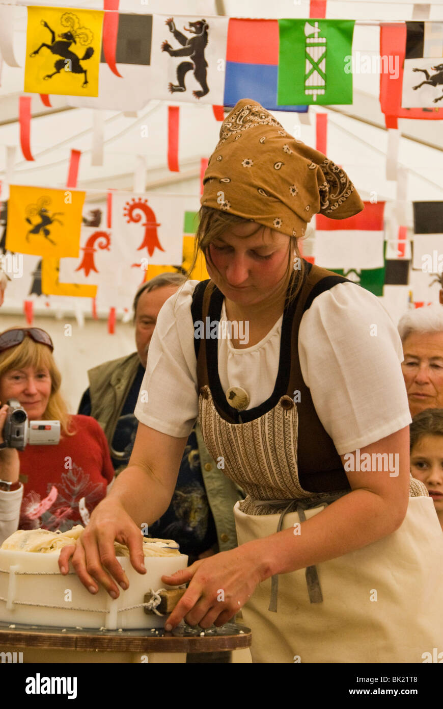Cheesemakers and performers at the Wengen Cheese Festival in