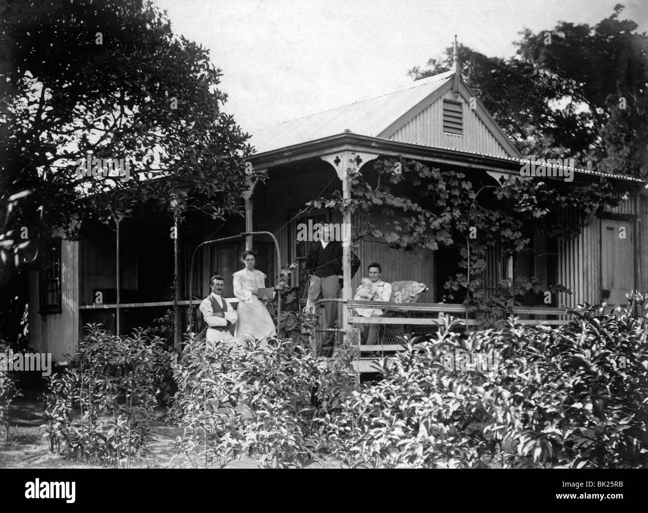 Family on the verandah at their South African farmstead, c. 1900 Stock Photo Alamy