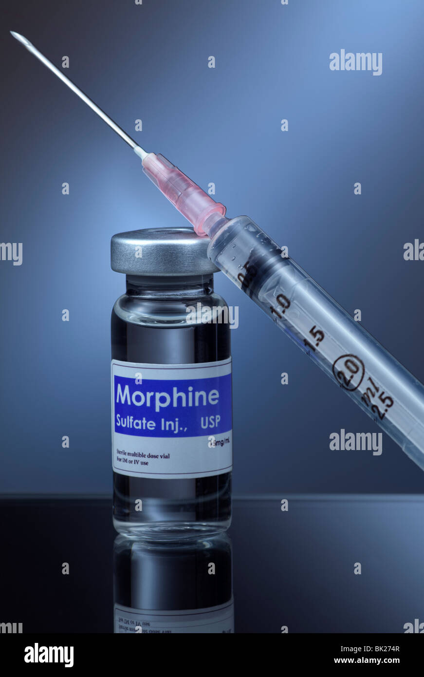 Syringe and morphine Stock Photo