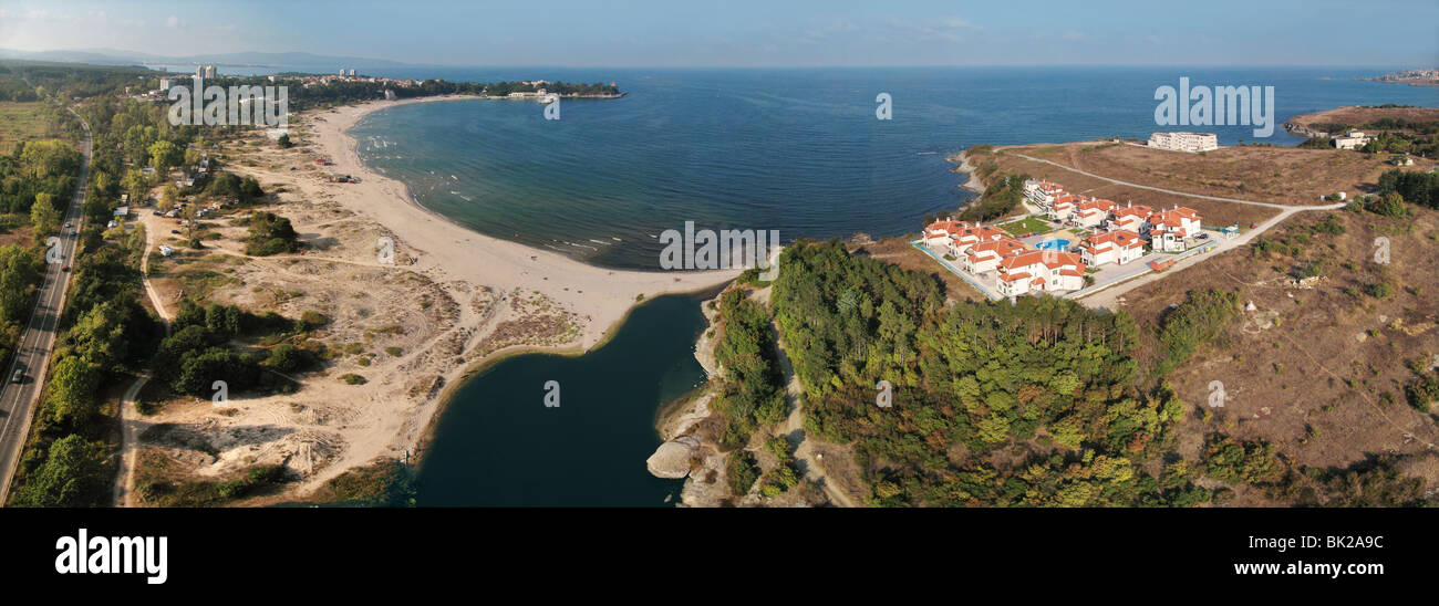 Aerial view of Kiten at the Black Sea coast. Stock Photo