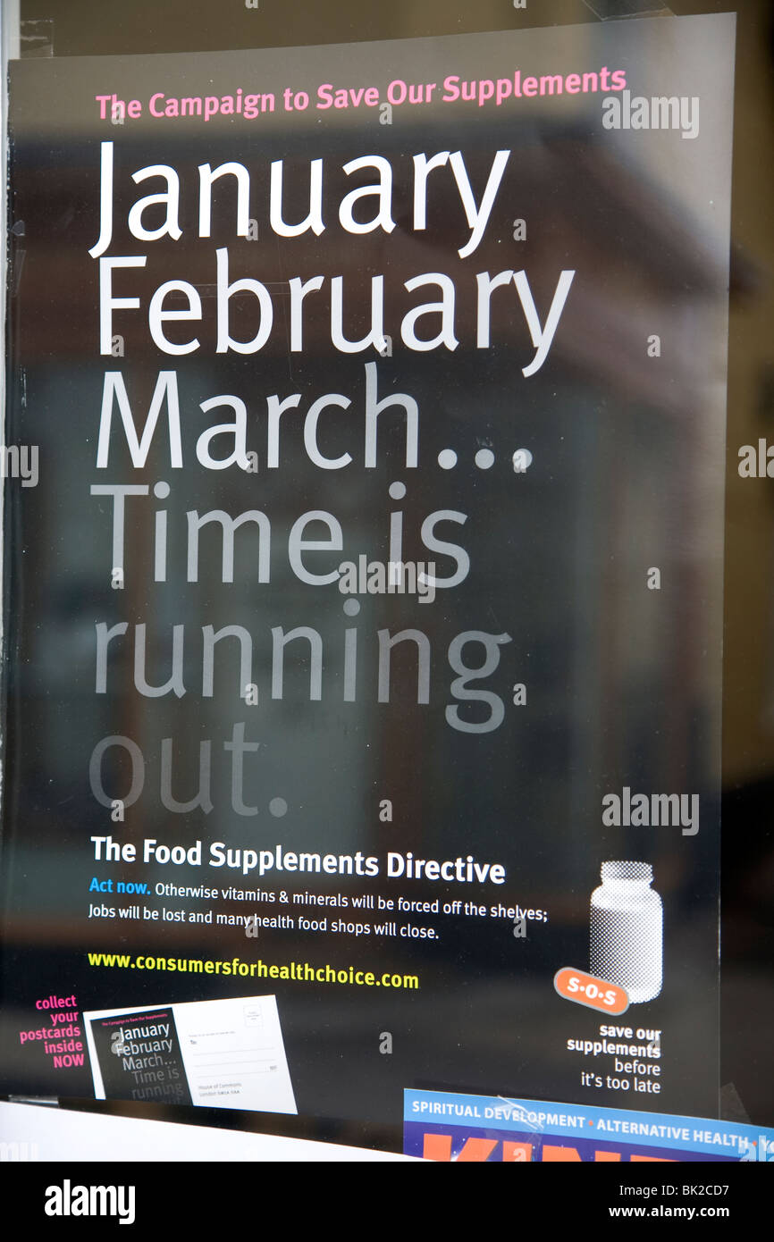 Campaign to 'Save our Supplements' protest over control of complementary vitamin and mineral dietary products Stock Photo