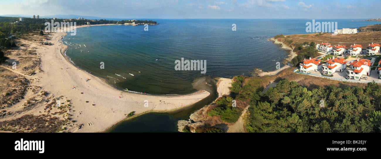 Aerial view of Kiten at the Black Sea coast. Stock Photo