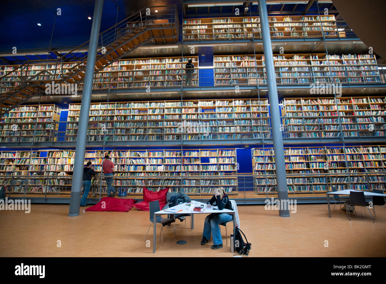 Modern interior of Delft Technical University Library in Delft The Netherlands, Architect Mecanoo Stock Photo