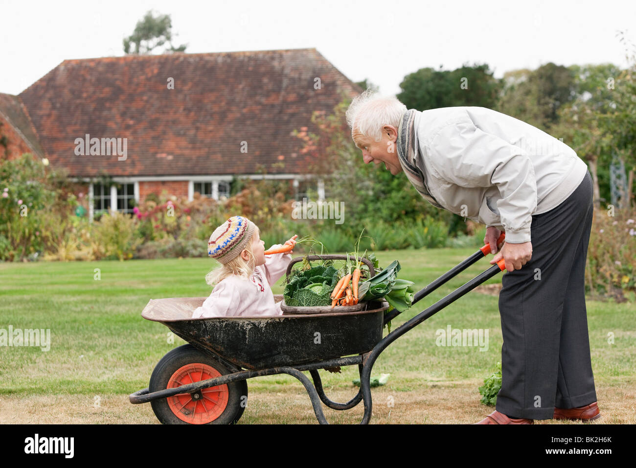 Grandfather and Granddaughter Stock Photo