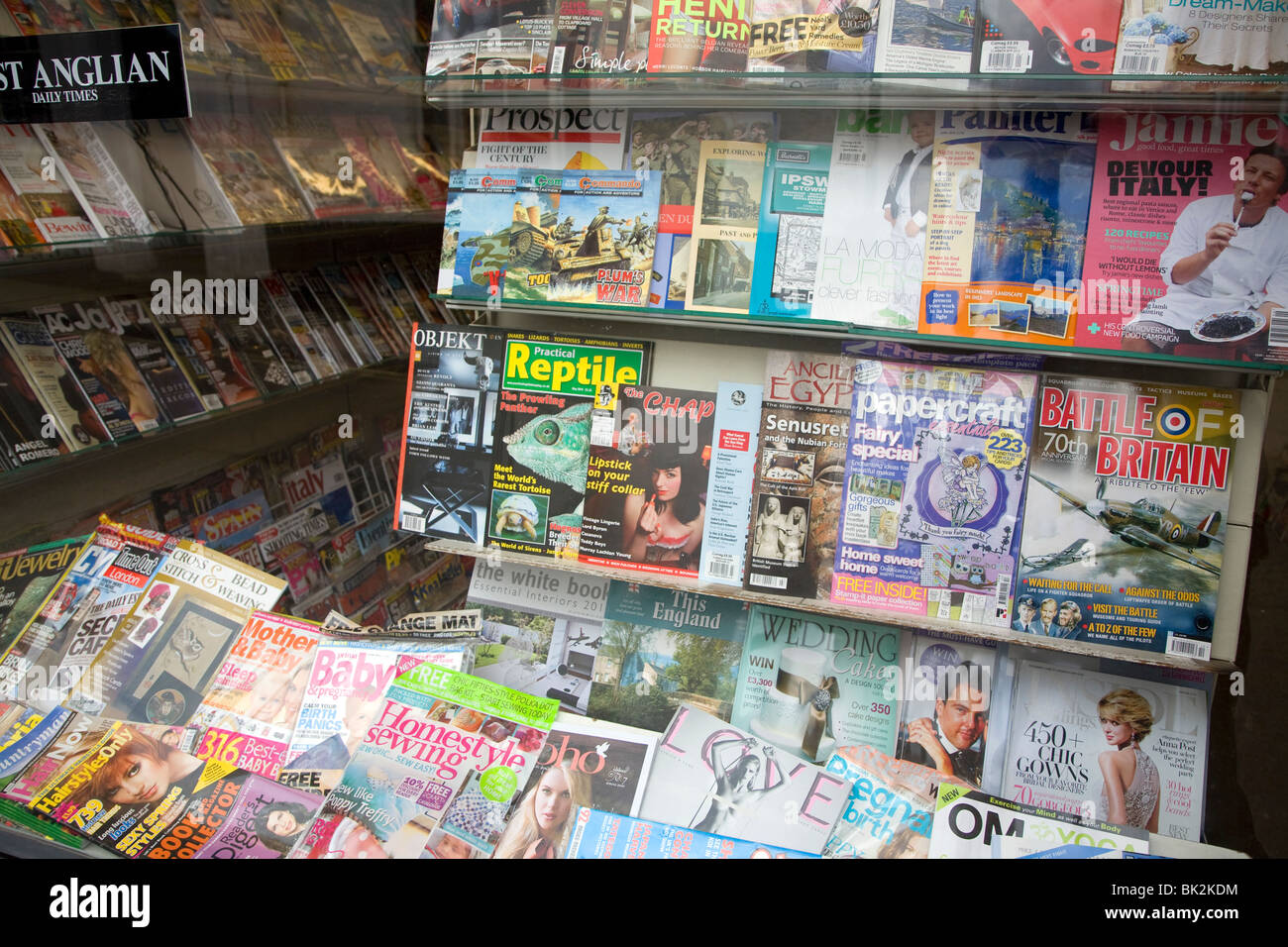 Magazine display specialist newsagents shop window Woodbridge Suffolk ...