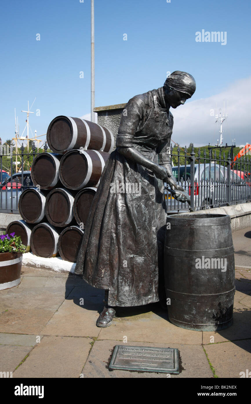 Herring Girl statue, Stornoway harbour, Isle of Lewis, Outer Hebrides, Scotland, 2009. Stock Photo