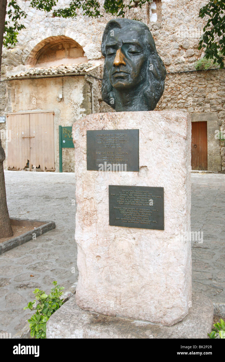 Bust of Frederic Chopin, Valldemossa, Mallorca, Spain, 2008. Stock Photo