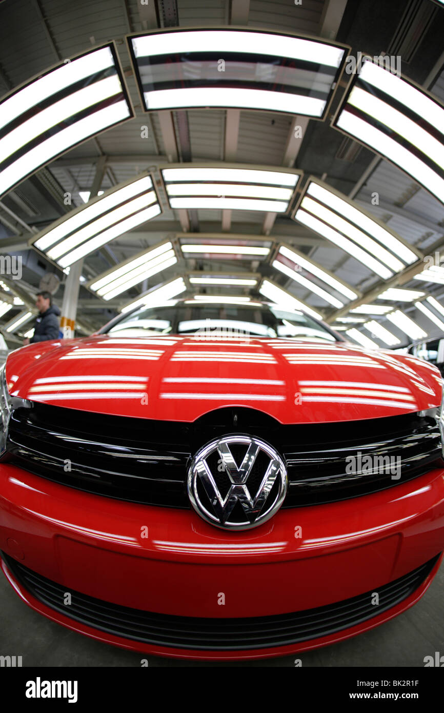 Golf car production, VW Werk Wolfsburg, VW car factory Wolfsburg, Lower Saxony, Germany, Europe Stock Photo