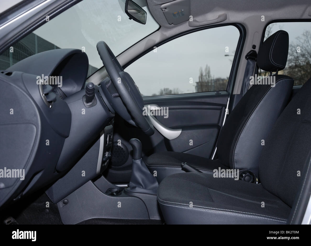Dacia Sandero Stepway 1.5 dCi - MY 2009 - silver - five doors (5D) -  Subcompact city car -  interior, cabin Stock Photo