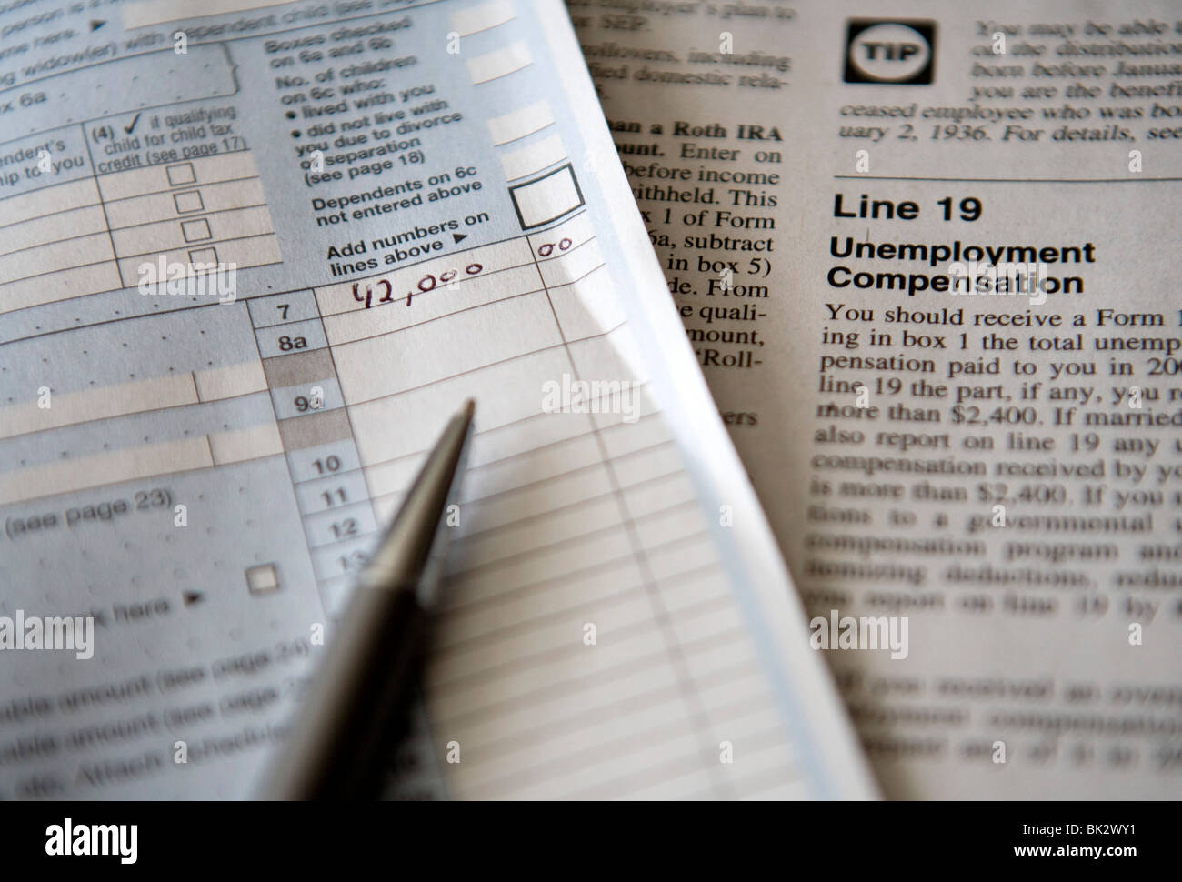 A United States Income Tax 1040 form. Stock Photo