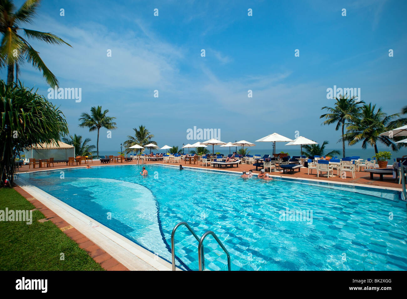Pool and seaview at Mount Lavinia Hotel, Mount Lavinia, Sri Lanka Stock Photo