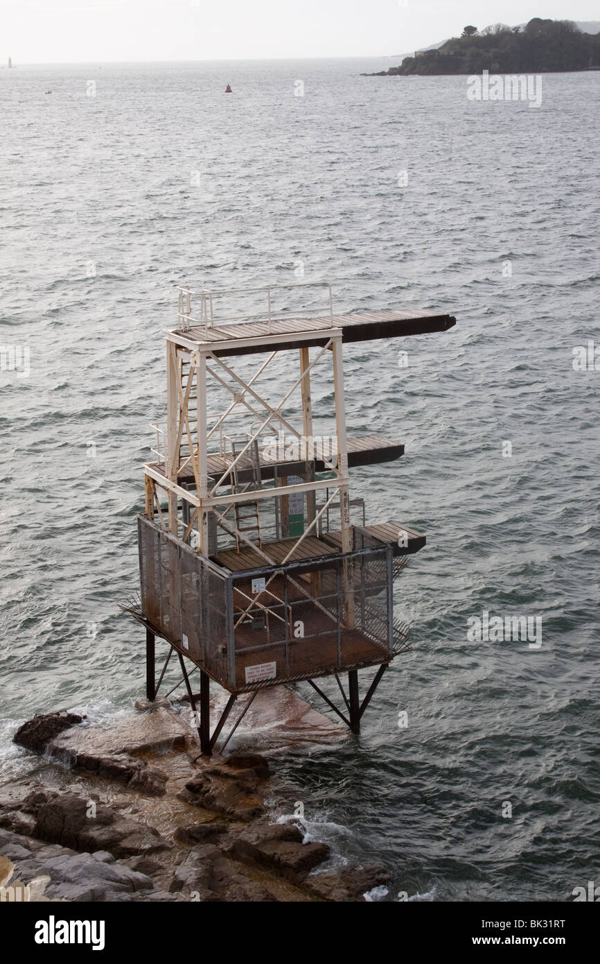 View of the diving tower at Plymouth Stock Photo Alamy