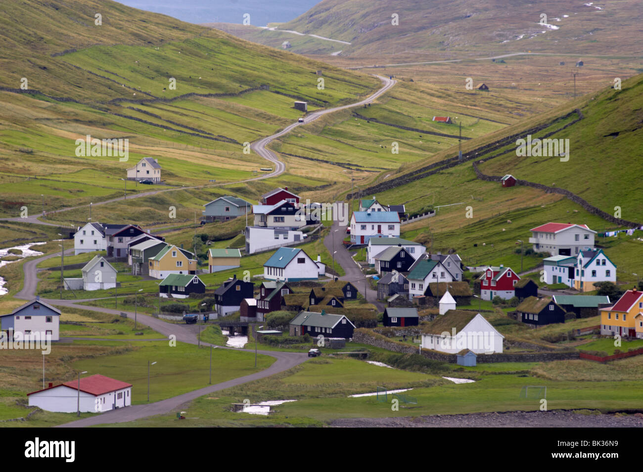 Husavik, Sandoy, Faroe Islands (Faroes), Denmark, Europe Stock Photo