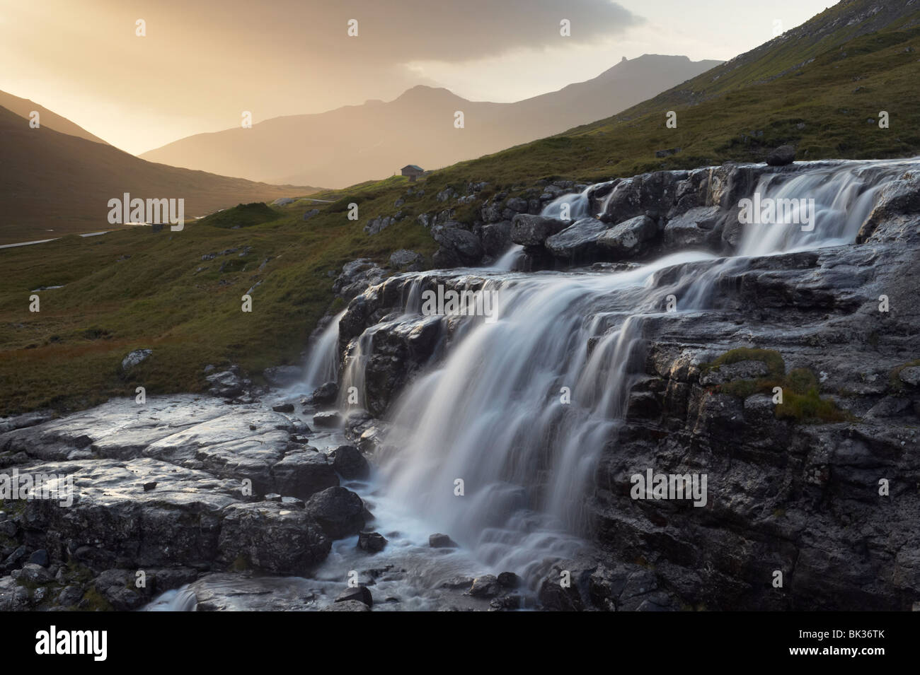 Heljardalsa waterfall in Saksunardalur valley near Saksun, Streymoy, Faroe Islands (Faroes), Denmark, Europe Stock Photo
