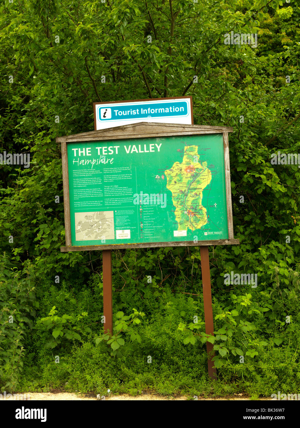 Test Valley Hampshire England Tourist Information Board; Stock Photo