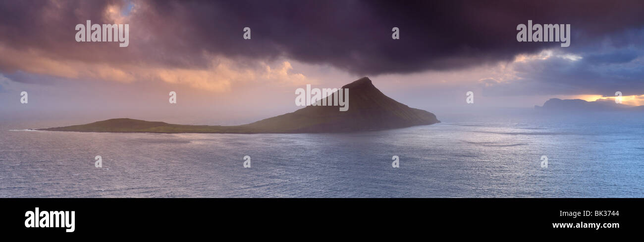 Koltur island from Streymoy Island, Faroe Islands (Faroes), Denmark, Europe Stock Photo