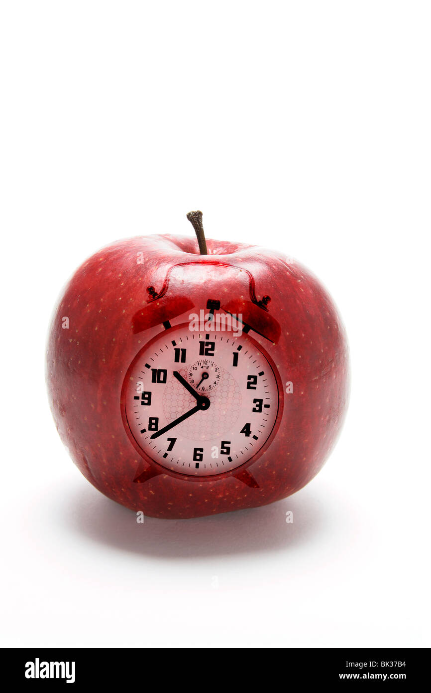 Apple and Clock Stock Photo Alamy