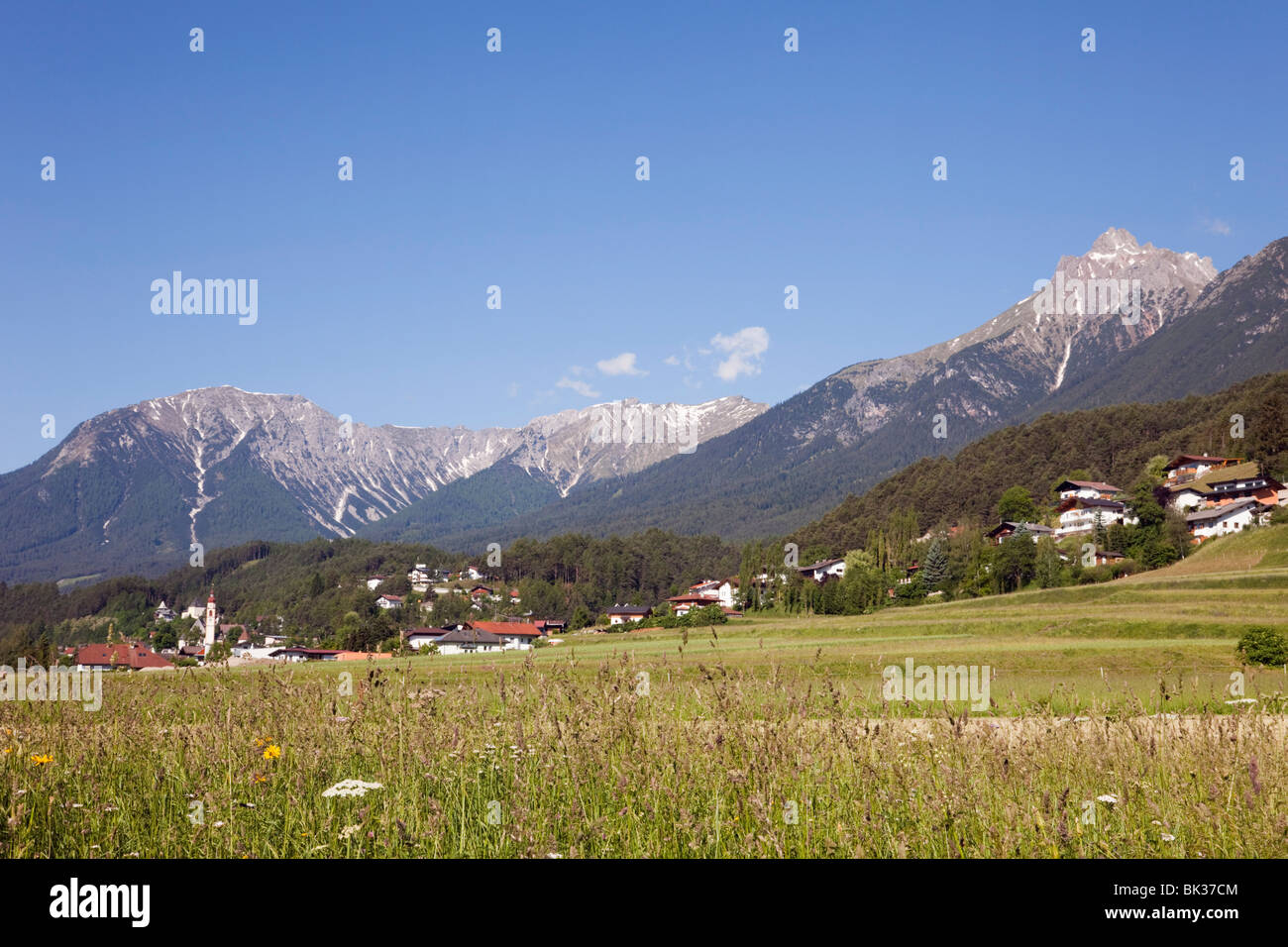 Alps and Gurgl valley in summer, Tarrenz, Tyrol, Austria, Europe Stock Photo