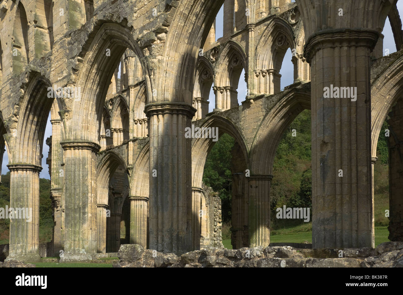 Interior, 13th century Rievaulx Abbey, near Helmsley, North Yorkshire, England, United Kingdom, Europe Stock Photo