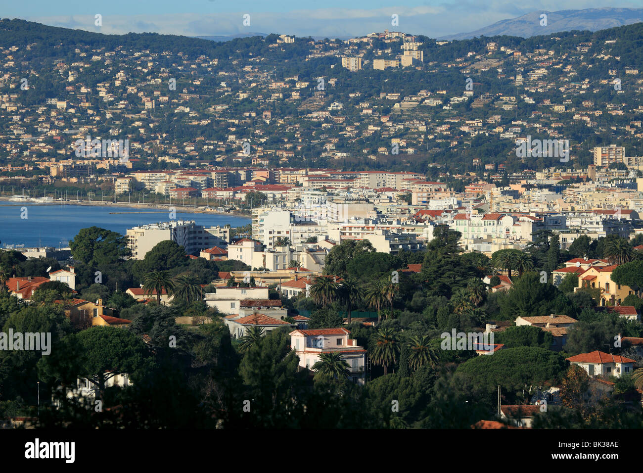 Overview of the Cap d'Antibes and the city of Juan les Pins near Cannes Stock Photo
