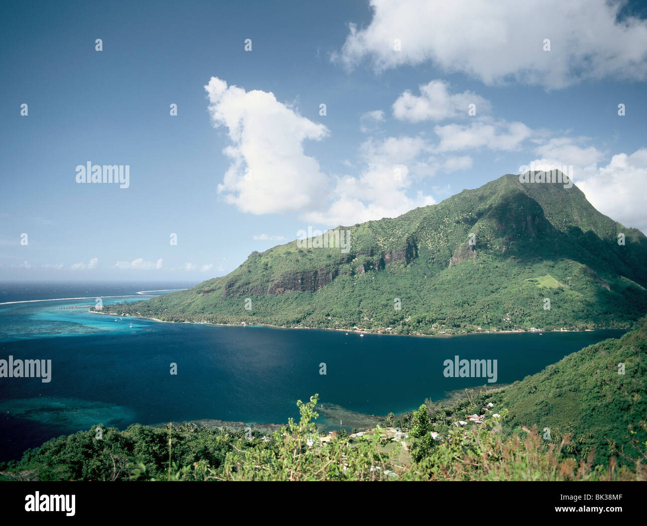 View of the mouth of Cook's Bay, Moorea, Society Islands, French ...