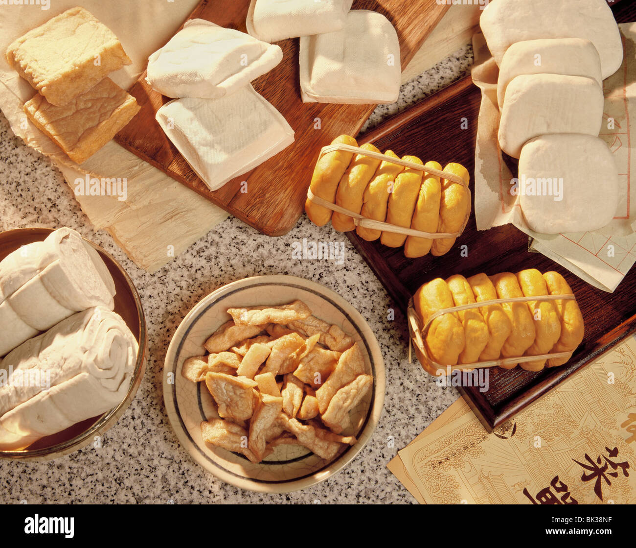Various kinds of tofu (soya bean cakes), China, Asia Stock Photo
