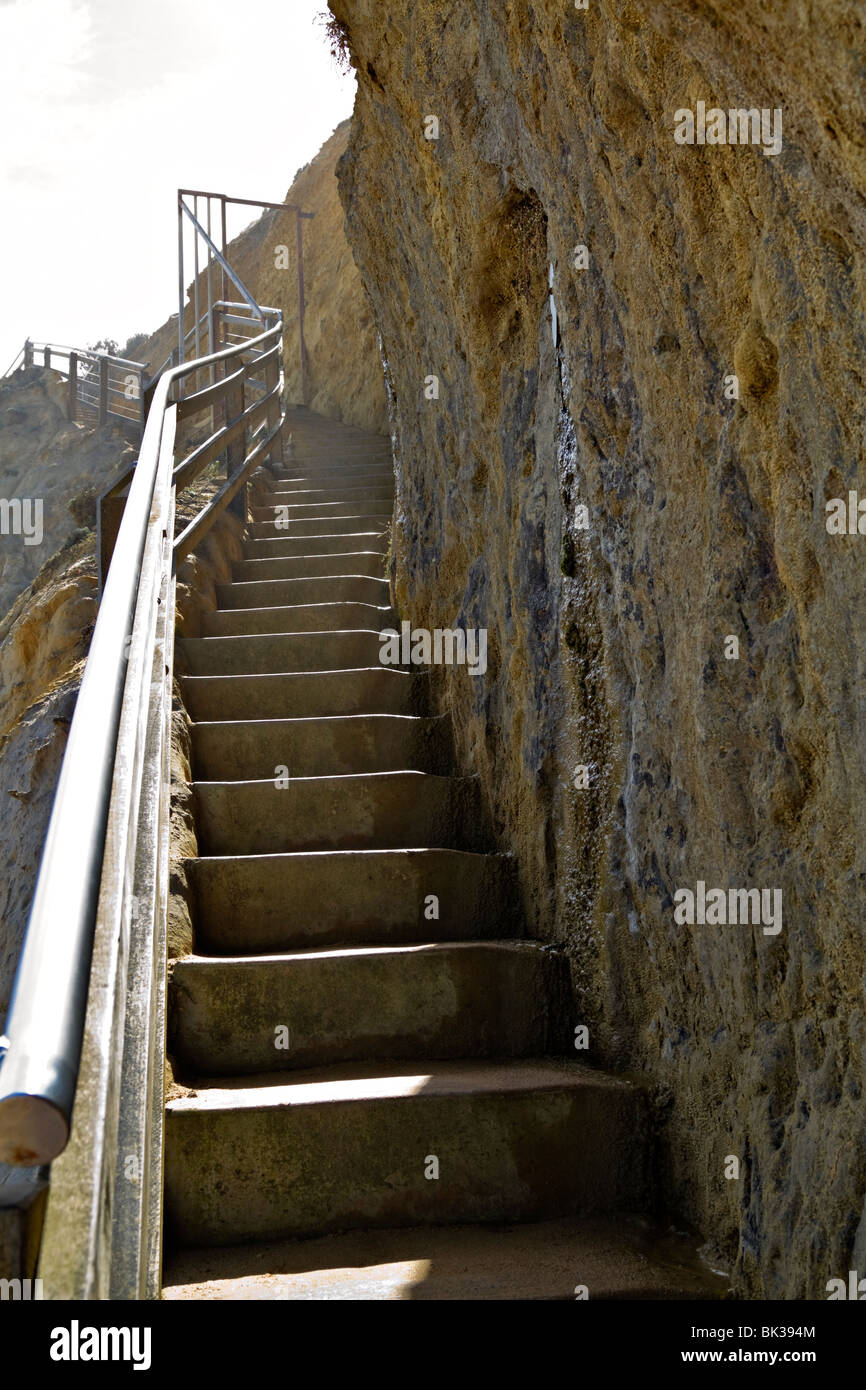 Steep steps carved into rockface, Bonchurch, Isle of Wight, UK Stock Photo  - Alamy