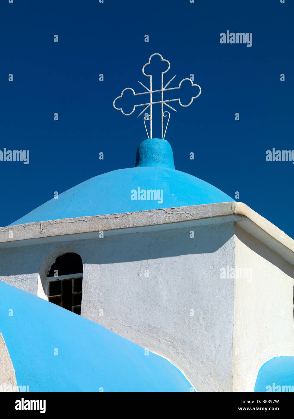 Mitilini Samos Greece Agios Nektarios Church Cross And Bell tower Stock
