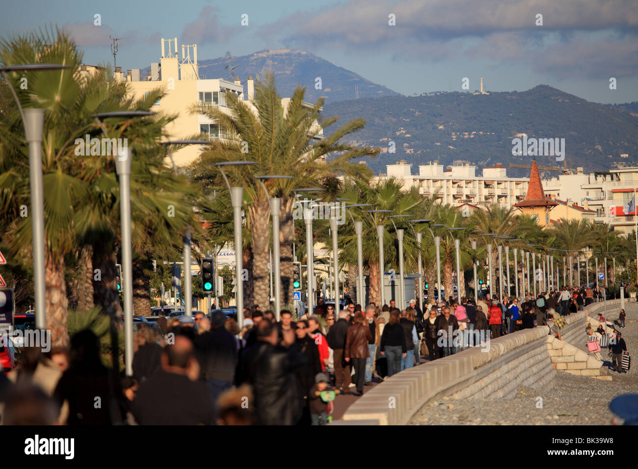 Sunday promenade in the coastal fishing city of Cros de Cagnes near Nice Stock Photo