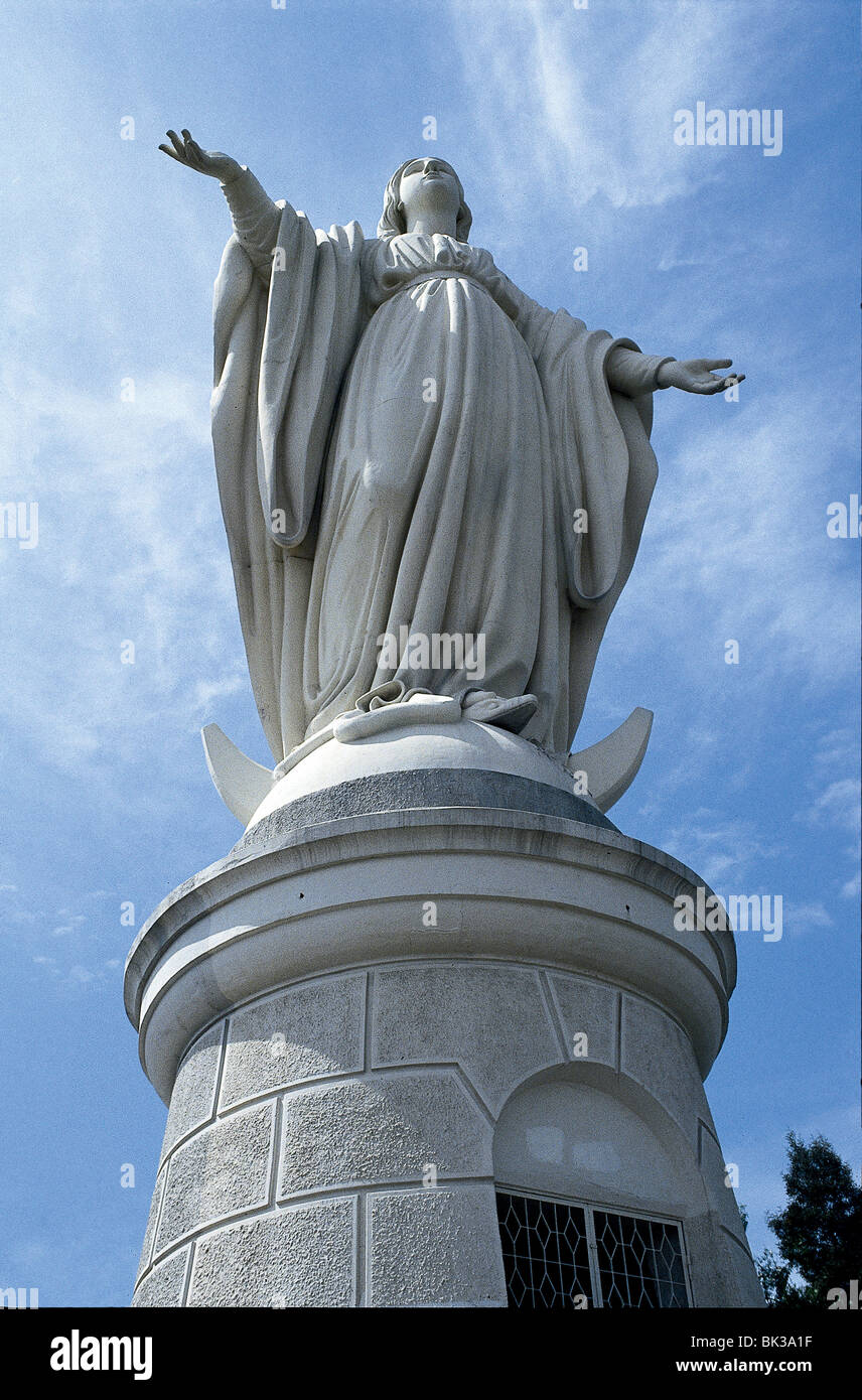 The Statue of the Virgin Mary on San Cristobal Hill in Santiago, Chile Stock Photo