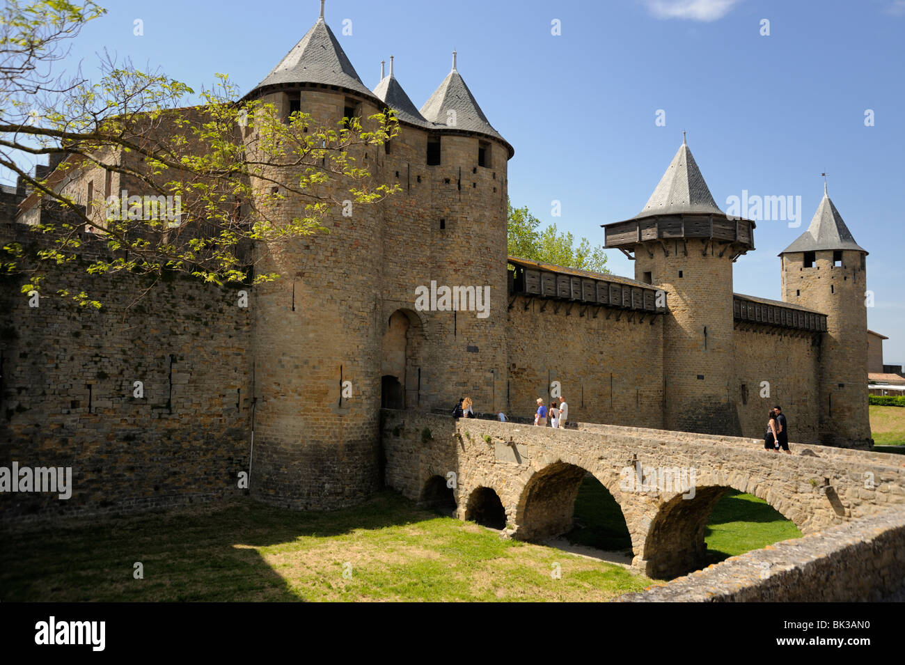 Chateau Comtal in the walled and turreted fortress of La Cite, Carcassonne, UNESCO World Heritage Site, Languedoc, France Stock Photo