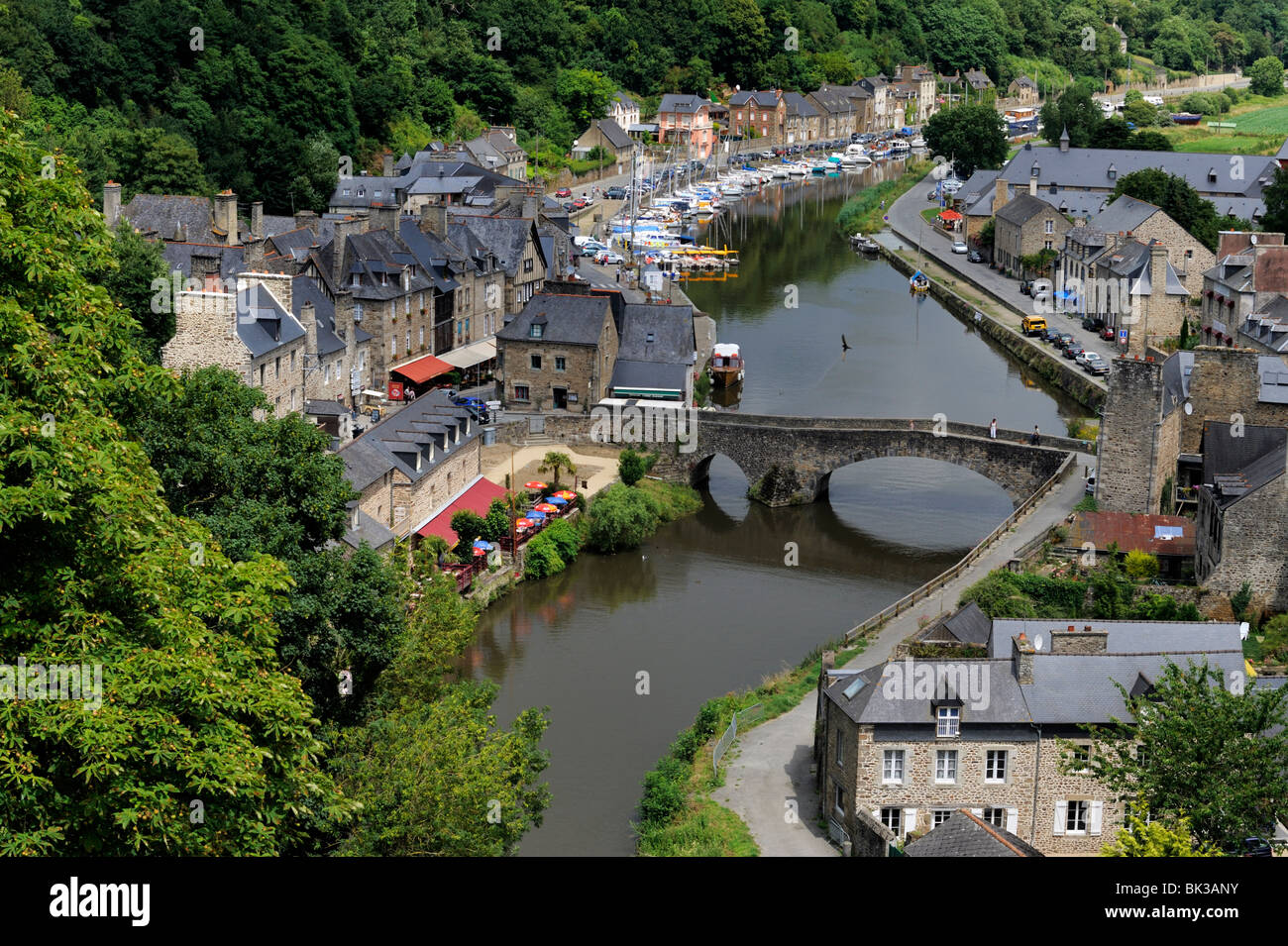 View of the old Port Dinan, Cotes-d'Armor, Brittany (Bretagne), France ...