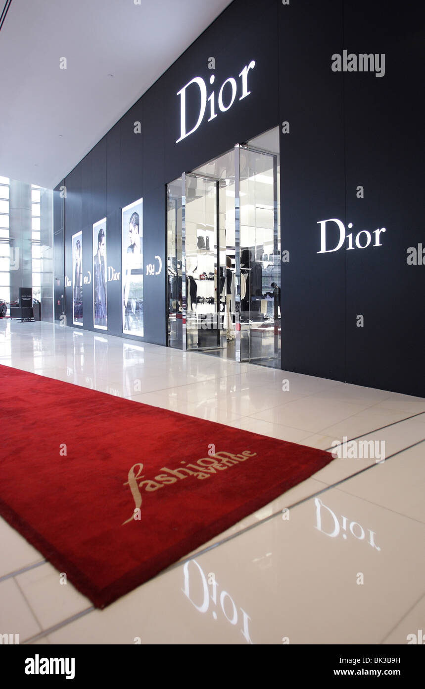 Dior shop in the Fashion Avenue of the Dubai Mall, Dubai, United Arab Emirates Stock Photo