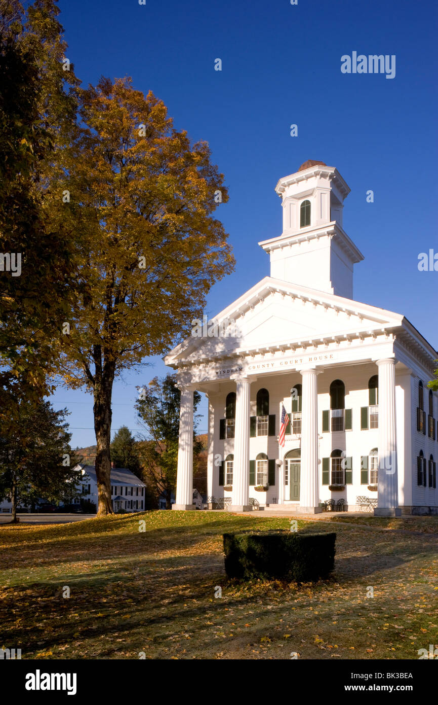 AutWindham County Courthouse, a Greek revival style building in Newfane, Vermont, USA Stock Photo