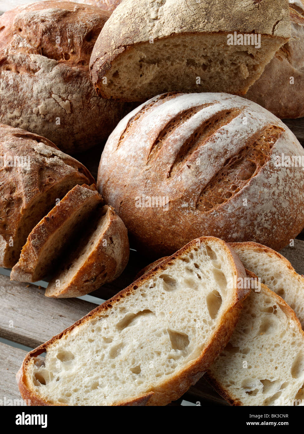 Rustic organic loaves of bread Stock Photo - Alamy