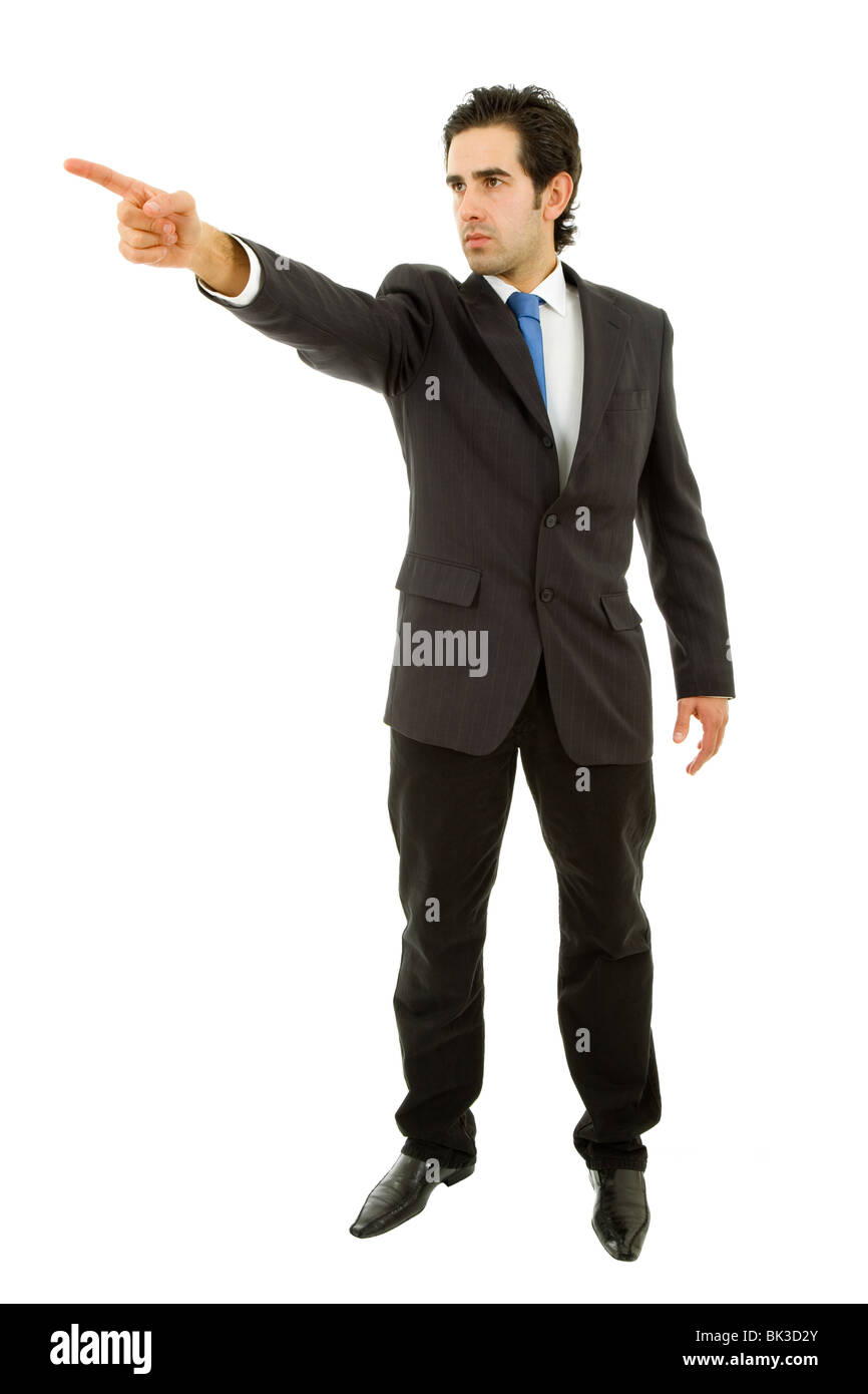 young business man in a suit pointing with his finger Stock Photo - Alamy