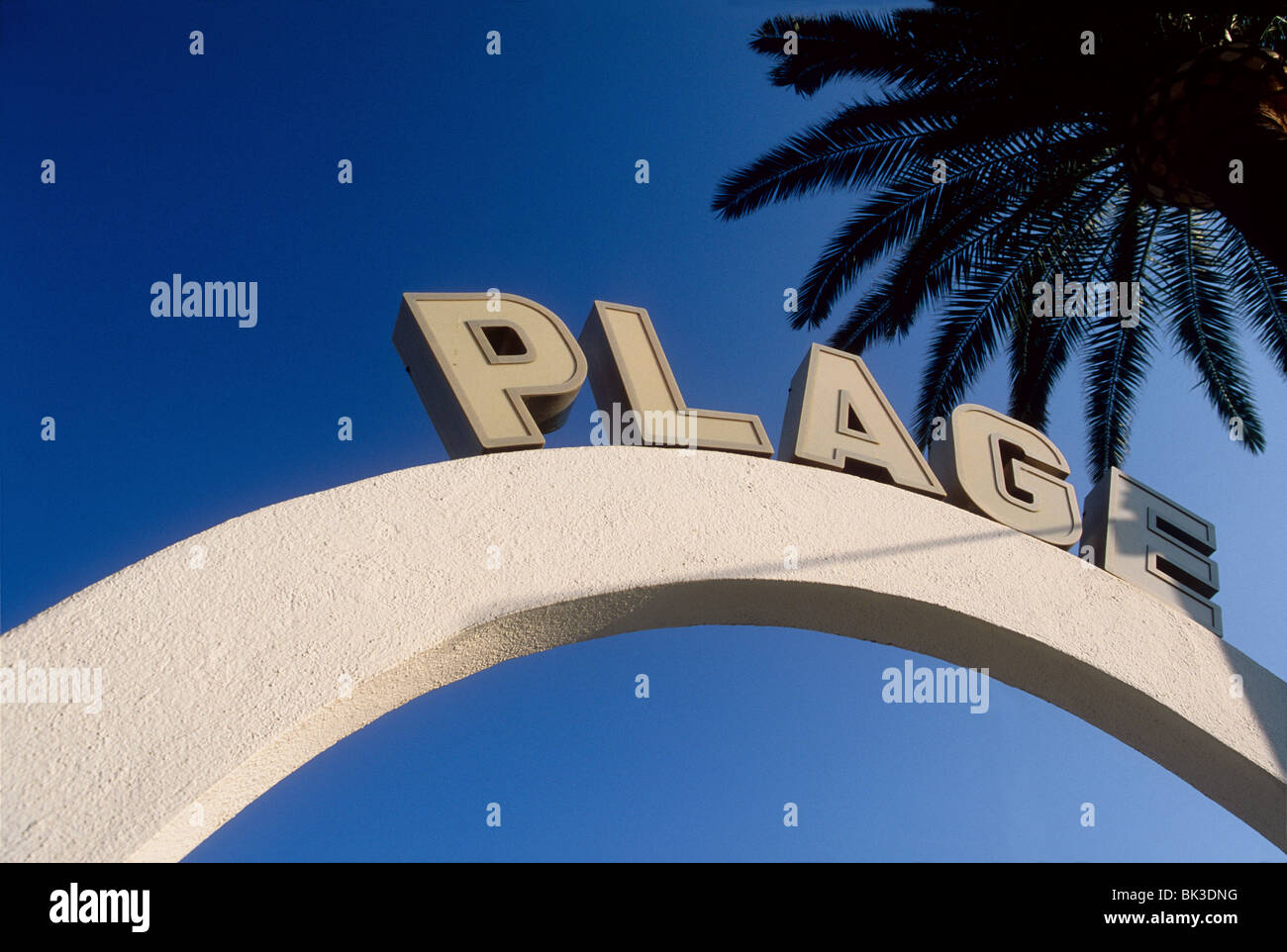 The beach of Golfe Juan near Cannes Stock Photo