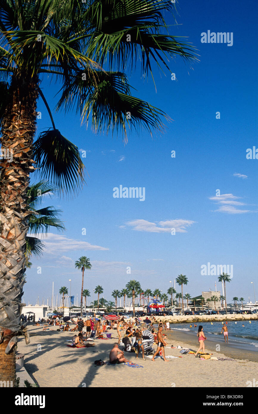 The beach of Golfe Juan near Cannes Stock Photo