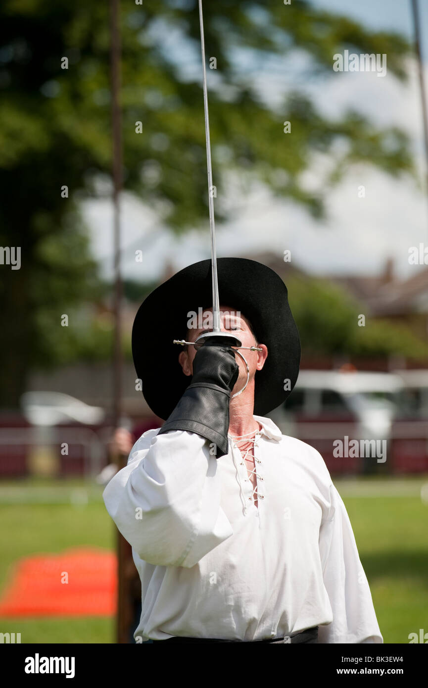 English Civil War swordsman saluting Stock Photo