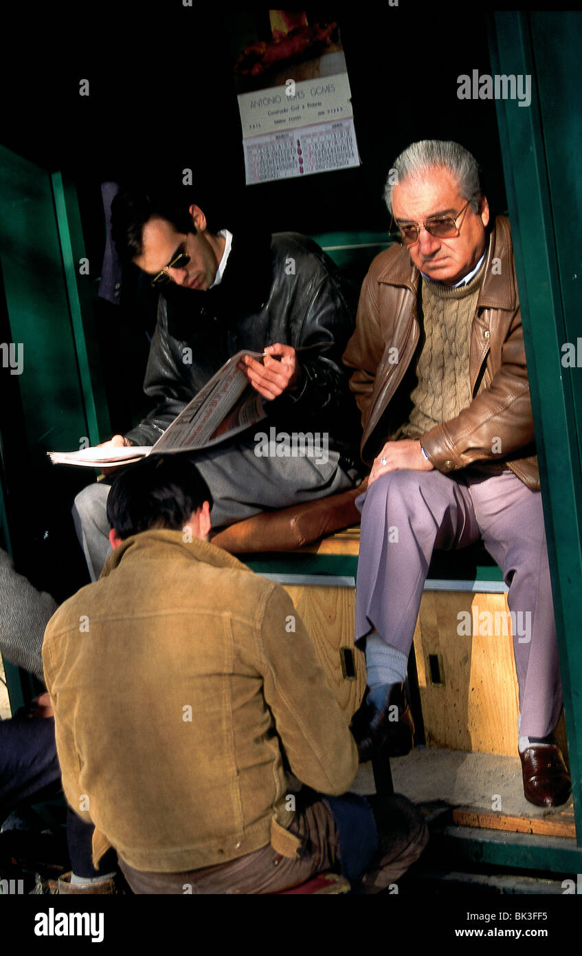 Shoe shine stand, Portugal Stock Photo - Alamy
