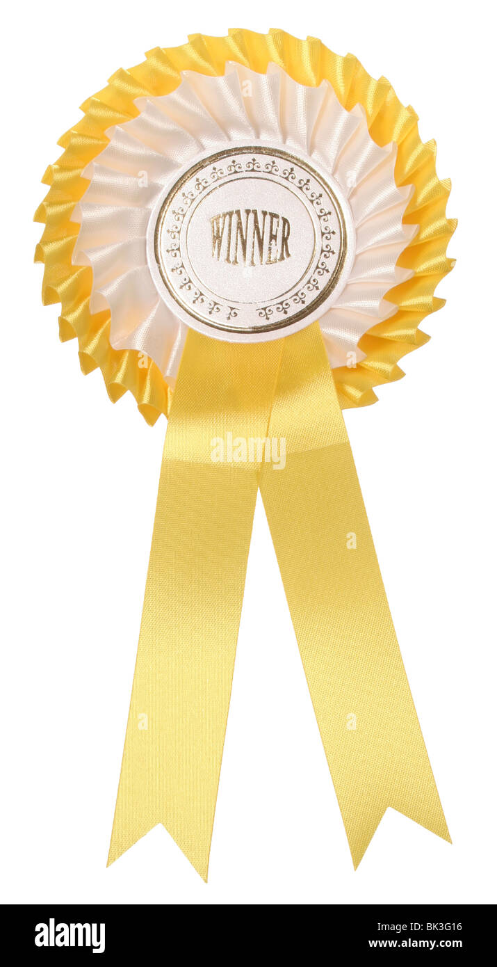 The Winners Yellow Rosette for best in class. Stock Photo