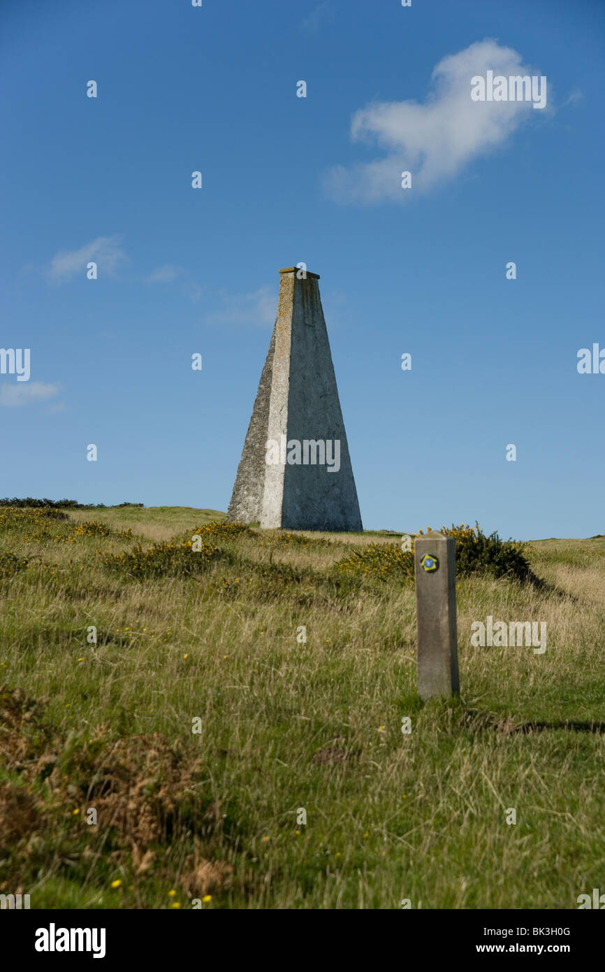 Carmel Head and Beacon Pylon from the Anglesey coastal path, North ...