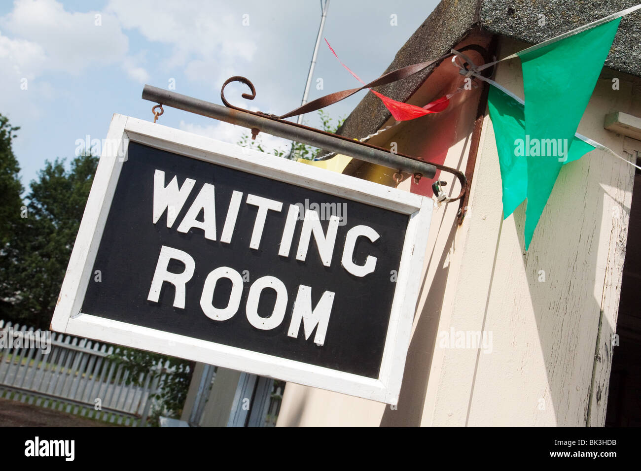 Waiting Room sign on the Cholsey & Wallingford railway, Wallingford, Oxfordshire, UK Stock Photo