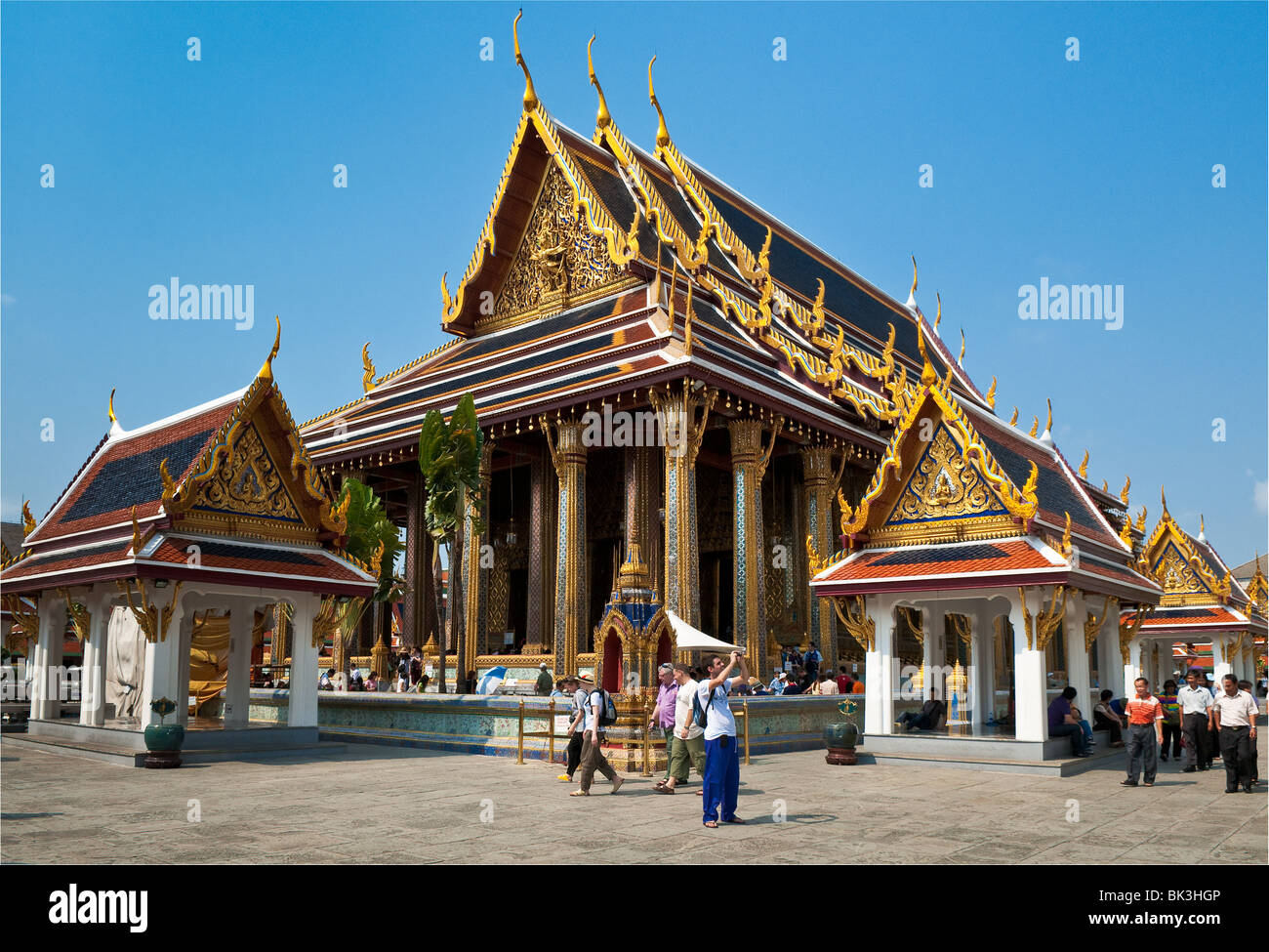 Wat Phra Kaew, The Temple of the Emerald Buddha, at The Grand Palace in Bangkok, Thailand. Stock Photo