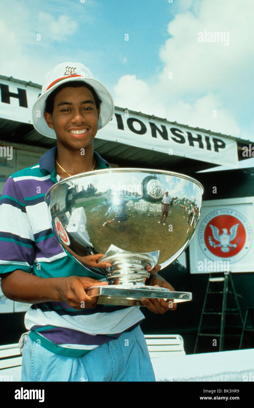 Tiger Woods at the 1991 Jr. Amateur Championship Stock Photo Alamy