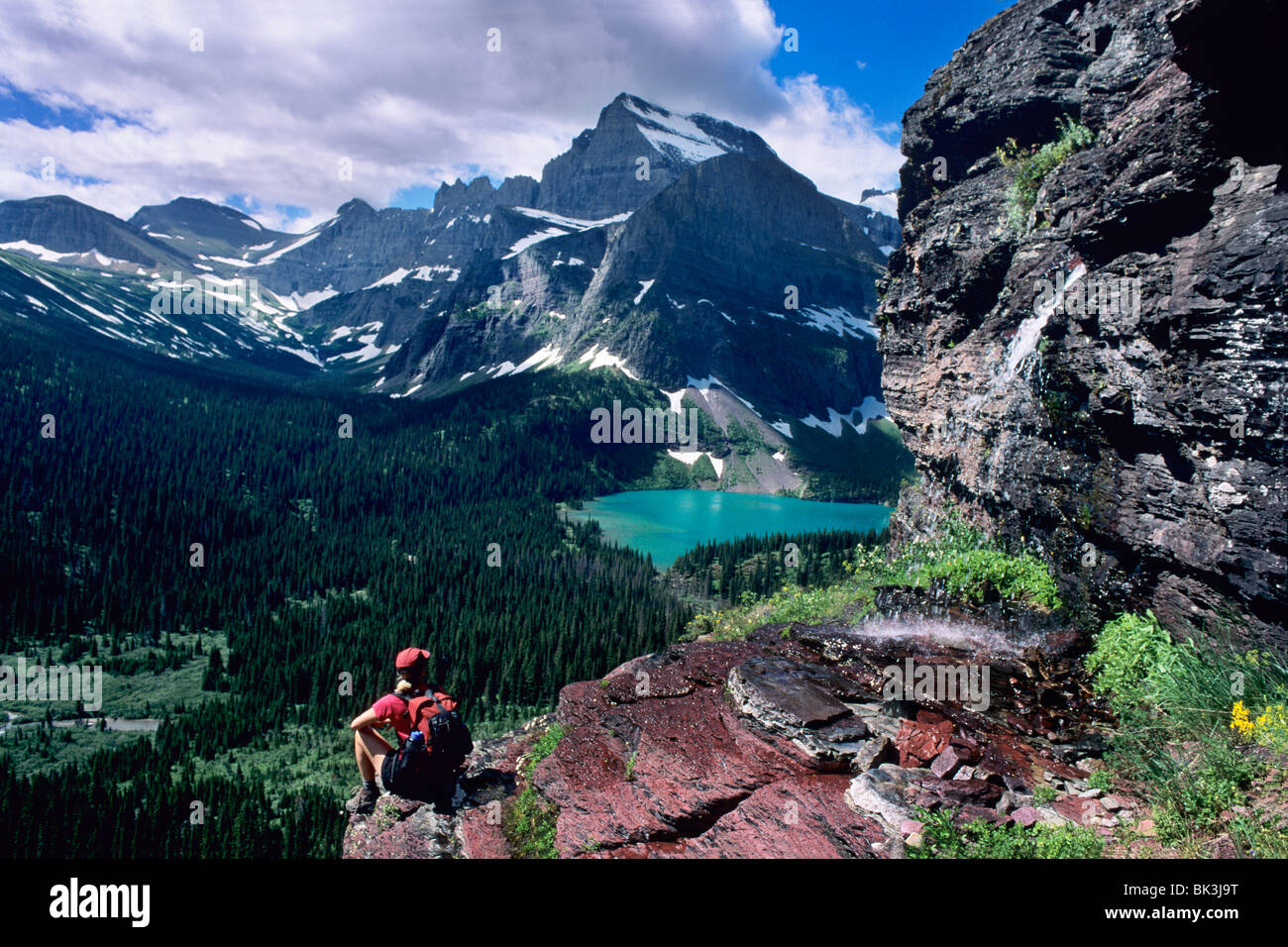 Overlooking Grinnell Lake beneath Mount Gould and Angel Wing, Many Glacier  Region, Glacier National Park, Montana Stock Photo - Alamy