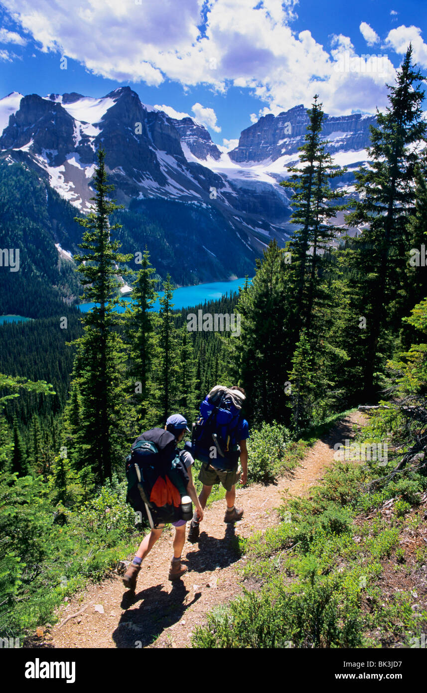 Backpacking at Wonder Pass above Lake Gloria in Banff National Park in